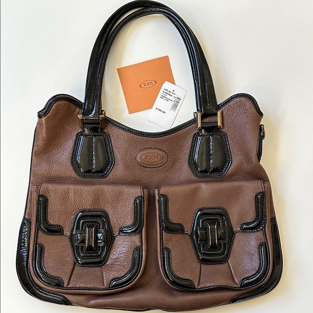 Tod's Elegant Brown and Black Shoulder Bag